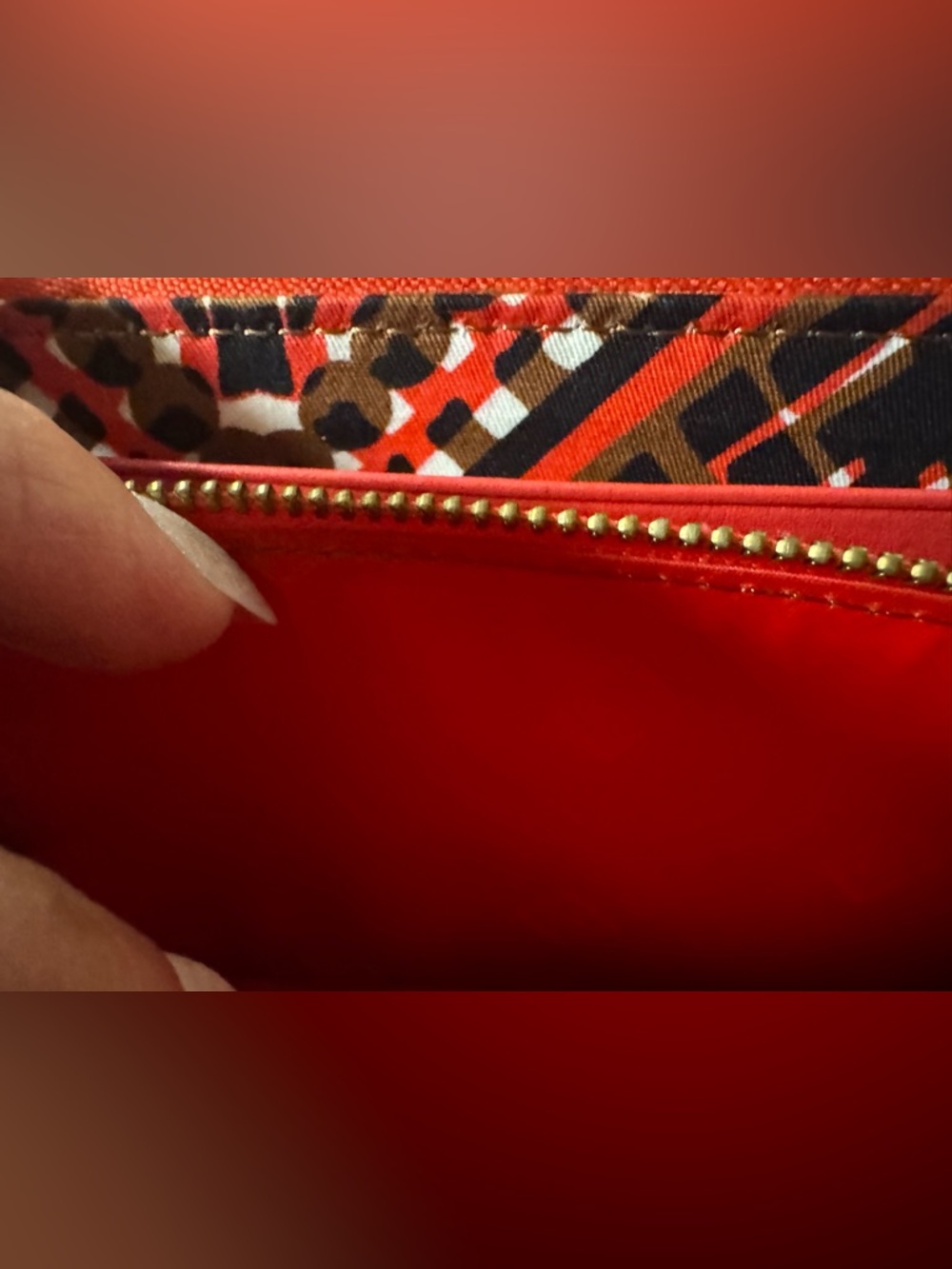 Vera Bradley Red Envelope Wallet with Tan Strap Accents - Picture 4 of 5